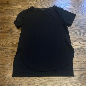 Halogen Black Short-Sleeve Rounded-Hem Tee